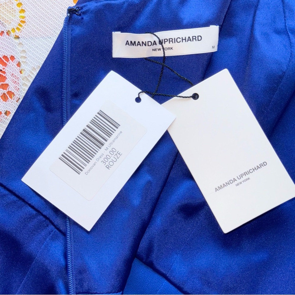 NWT Amanda Uprichard 100% silk royal blue midi dress w side slit, size medium - Picture 11 of 16